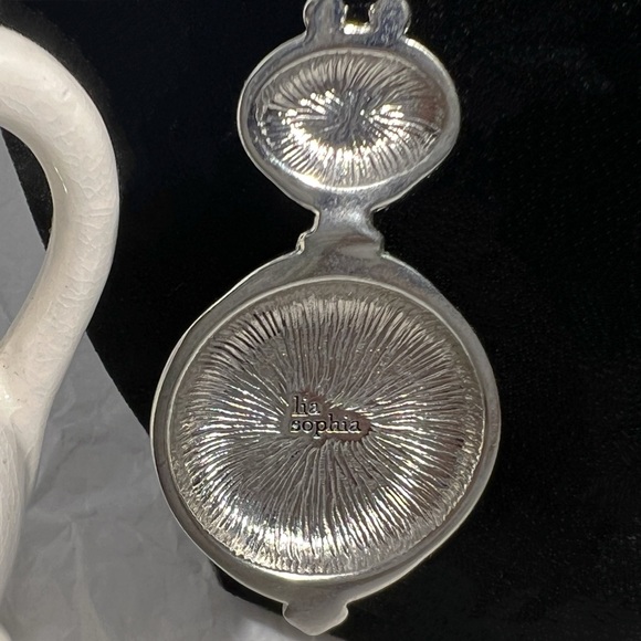 Vtg Lia Sophia Mother of Pearl & Red Jasper "Lisa" Pendant Necklace - Picture 3 of 6